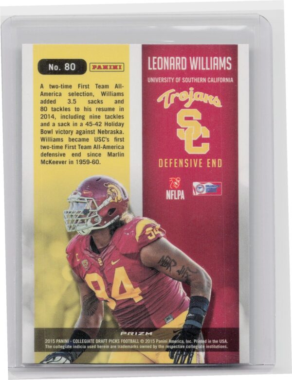2015 Prizm Collegiate Draft Picks Leonard Williams #80 Trojans Stained Glass - Image 3