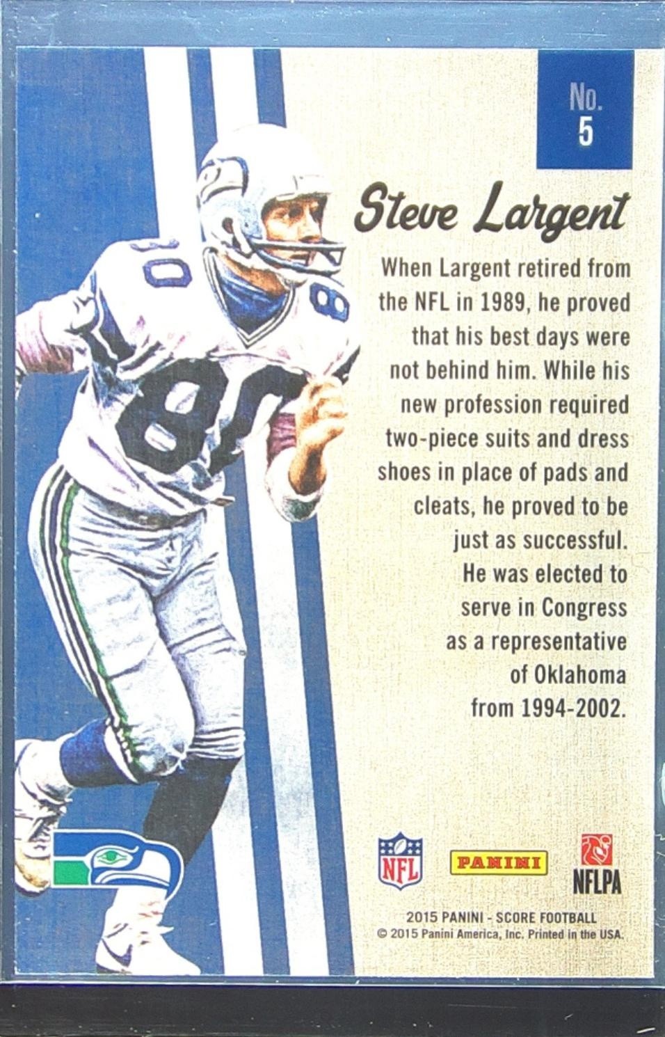 2015 Score Steve Largent #5 Seahawks Gridiron Heritage - Image 3