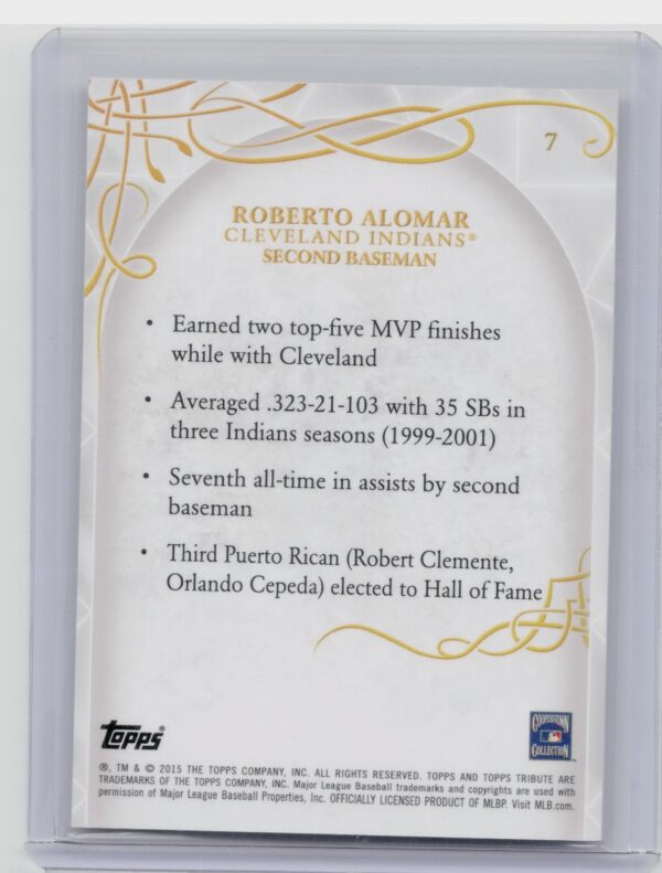2015 Topps Tribute Roberto Alomar #7 Indians - Image 3