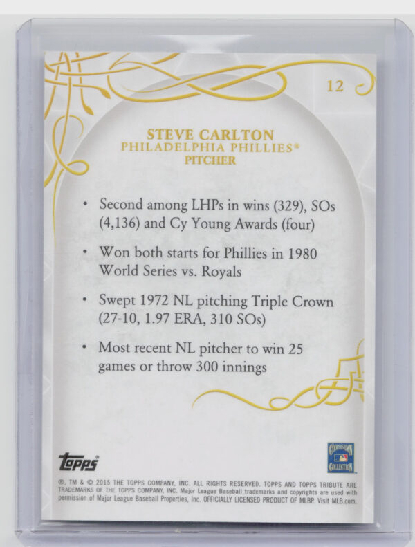 2015 Topps Tribute Steve Carlton #12 Phillies - Image 3