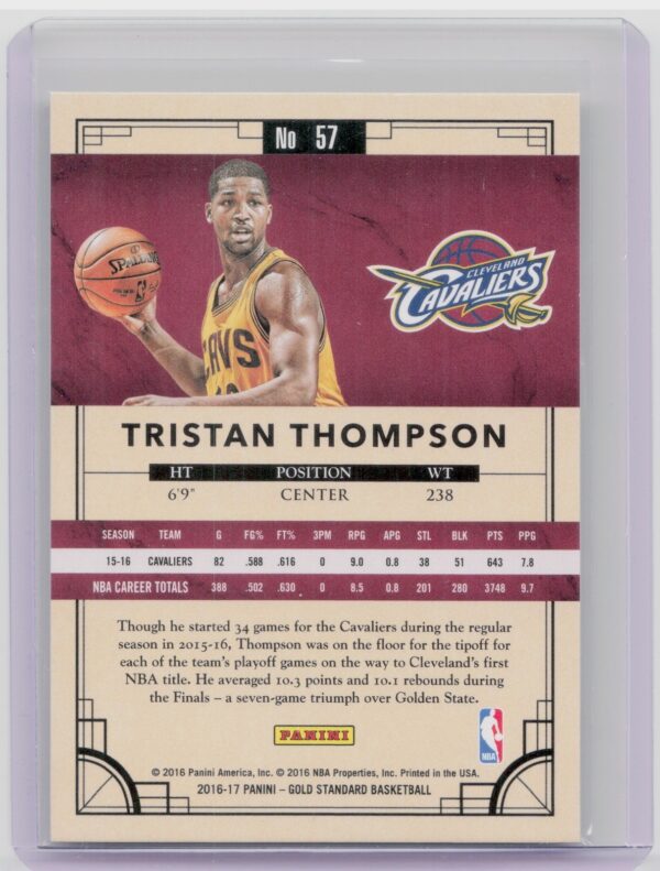 2016-17 Panini Gold Standard Tristan Thompson AU SN79 #57 Cavaliers - Image 3