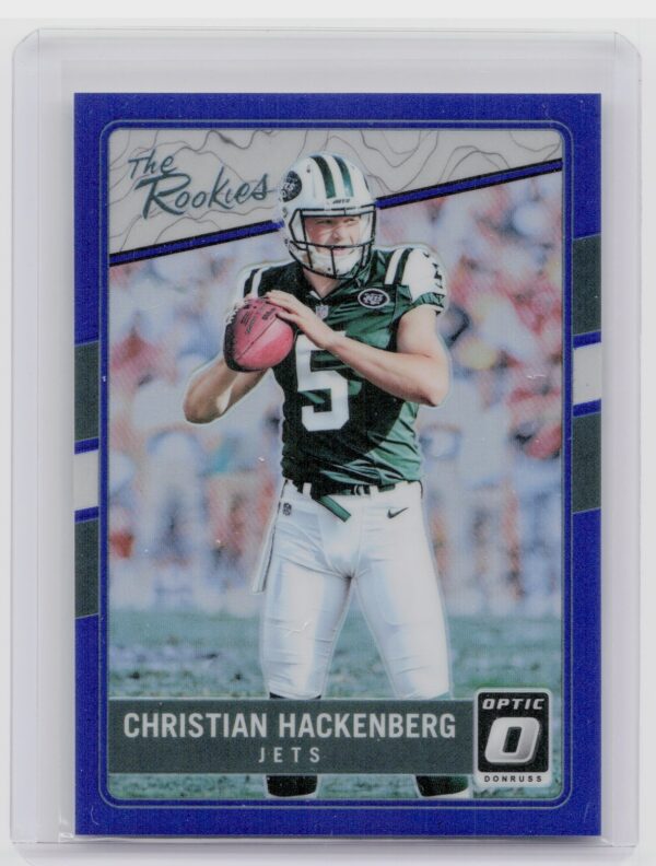 2016 Donruss Optic Christian Hackenberg SN149 #TR-CH Jets The Rookies Blue