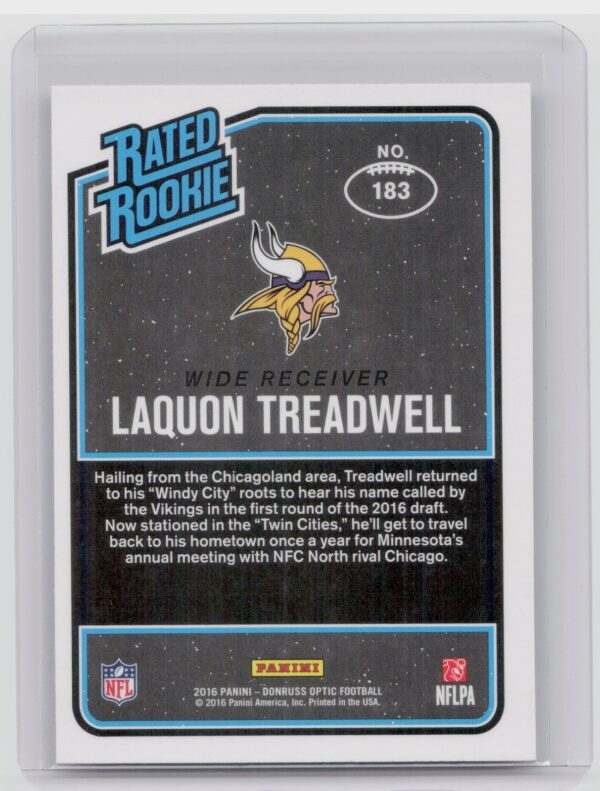 2016 Donruss Optic Laquon Treadwell RC #183 Vikings - Image 3