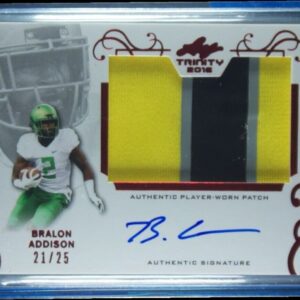 2016 Leaf Trinity Bralon Addison AU SN25 MEM #PA-BA1 Ducks Patch Autograph Red