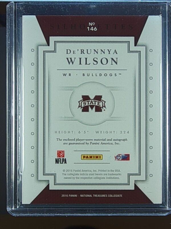 2016 NT Collegiate De'Runnya Wilson AUTO /99 JSY #146 Bulldogs - Image 3