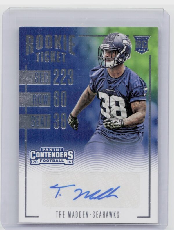 2016 Panini Contenders Tre Madden AU RC #200 Seahawks