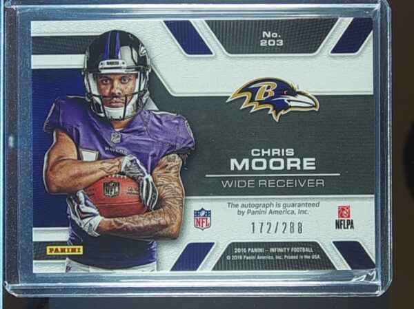 2016 Panini Infinity Chris Moore AUTO /288 #203 Ravens RPS Rookie Autographs - Image 3
