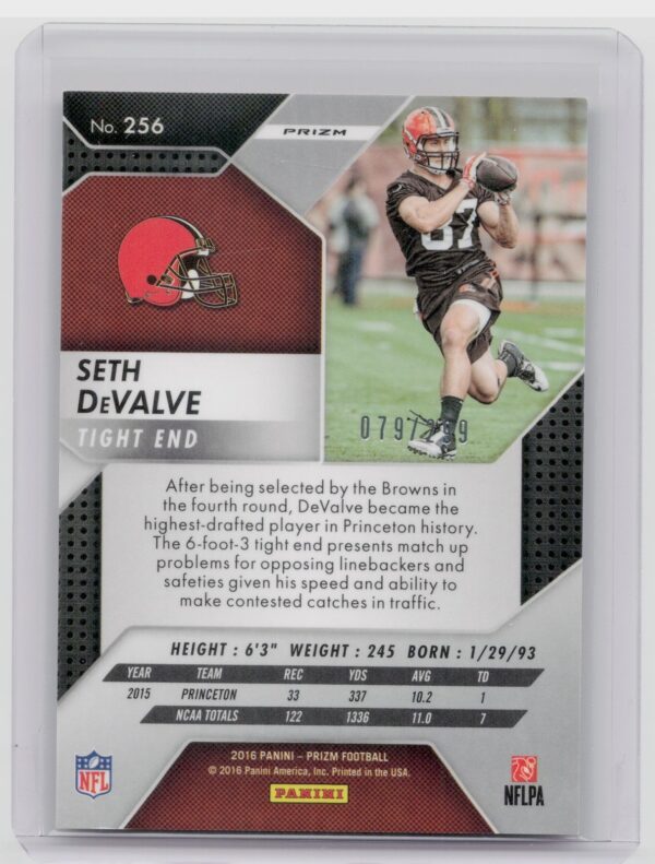 2016 Panini Prizm Seth DeValve Orange SN299 #256 Browns - Image 3