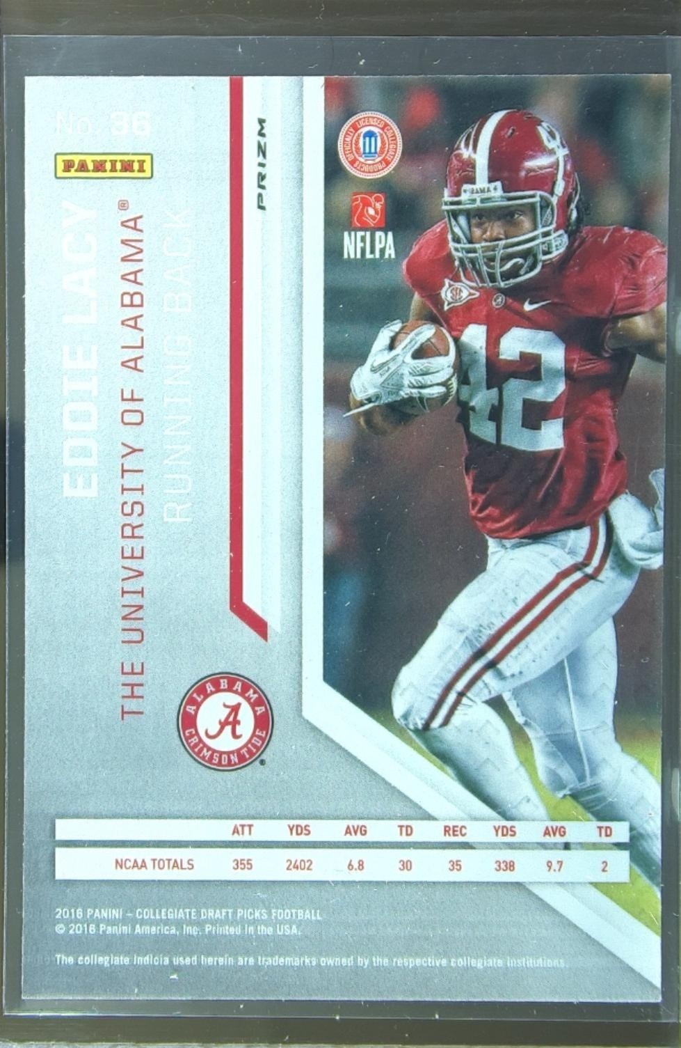 2016 Prizm Collegiate Draft Picks Eddie Lacy Prizms #36 Tide - Image 3