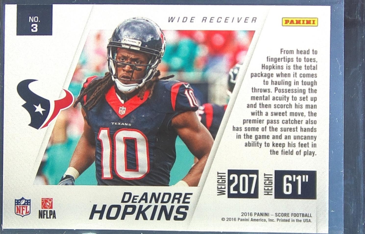 2016 Score DeAndre Hopkins #3 Texans Toe the Line Red - Image 3