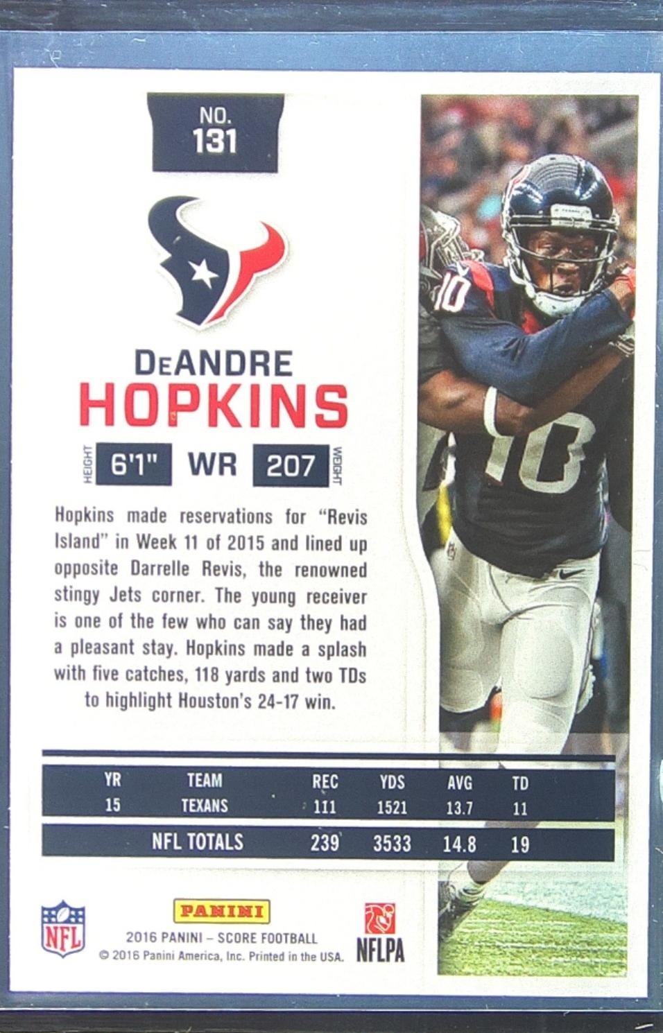 2016 Score DeAndre Hopkins First Down /10 #131 Texans - Image 3
