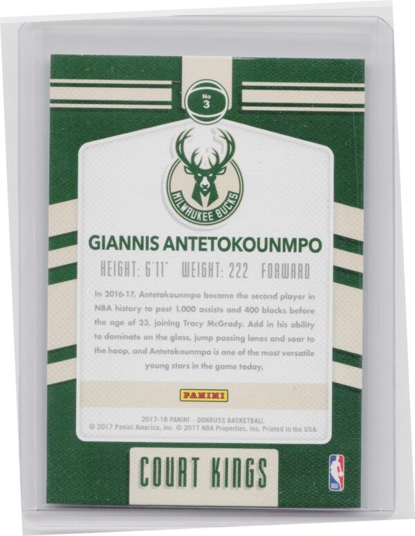 2017-18 Donruss Giannis Antetokounmpo #3 Bucks Court Kings - Image 3