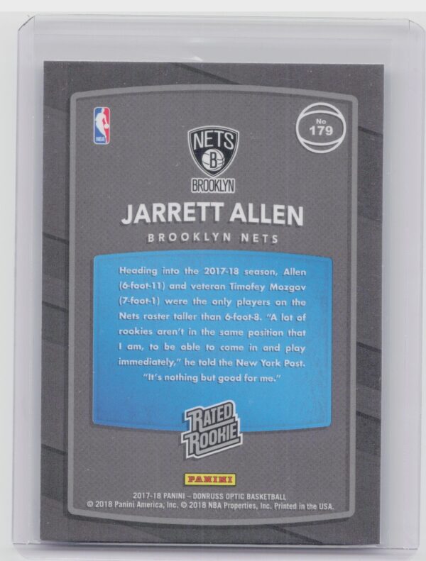2017-18 Donruss Optic Jarrett Allen RC #179 Nets - Image 3