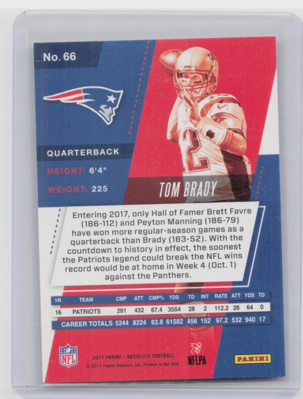 2017 Absolute Tom Brady #66 Patriots - Image 3