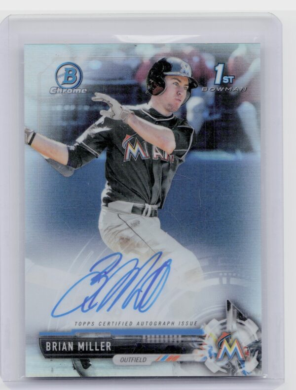 2017 Bowman Draft Brian Miller AU SN499 #CDA-BMI Marlins Chrome Draft Pick Autog
