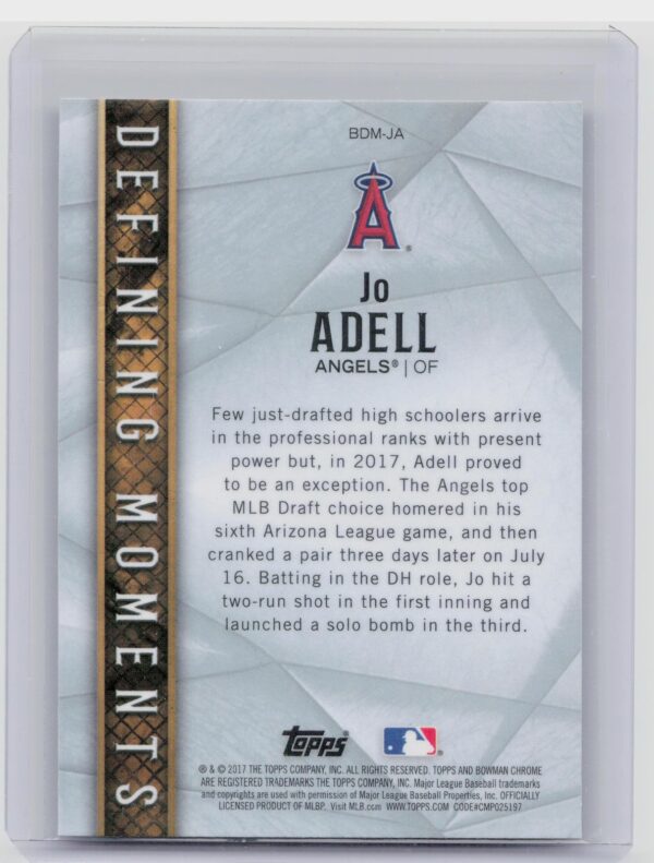2017 Bowman Draft Jo Adell #BDM-JA Angels Bowman Defining Moments - Image 3