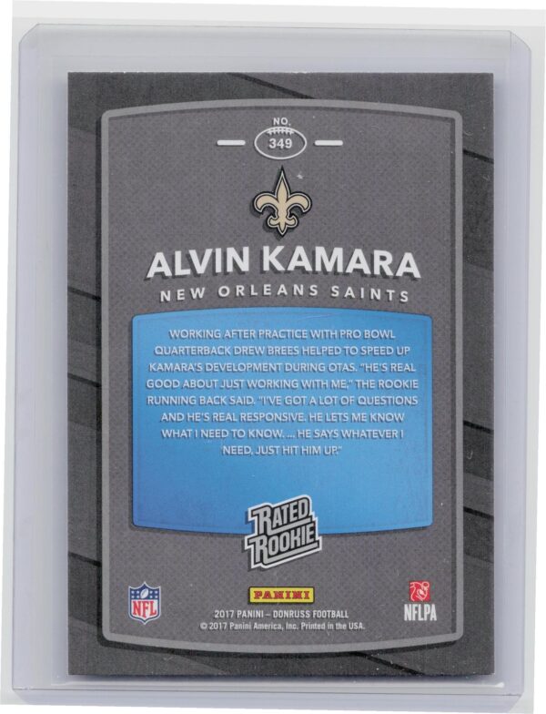 2017 Donruss Alvin Kamara RC #349 Saints - Image 3