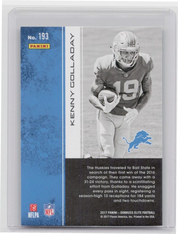 2017 Donruss Elite Kenny Golladay /499 RC #193 Lions - Image 3