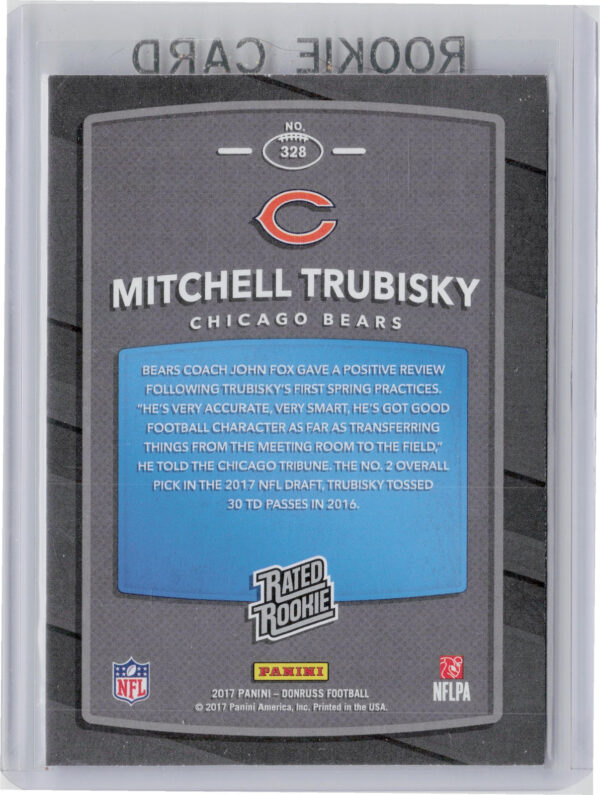 2017 Donruss Mitchell Trubisky RC #328 Bears - Image 3