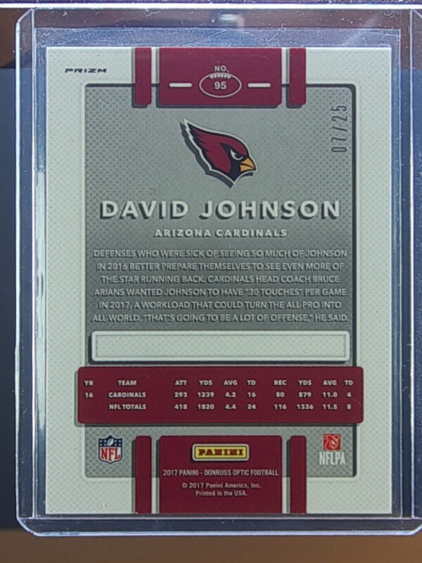 2017 Donruss Optic David Johnson Black #95 Cardinals - Image 3