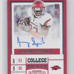 2017 Panini Contenders Draft Picks Jeremy Sprinkle AU #134 Razorbacks