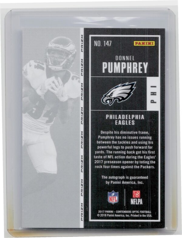 2017 Panini Contenders Optic Donnel Pumphrey AU RC #147 Eagles - Image 3
