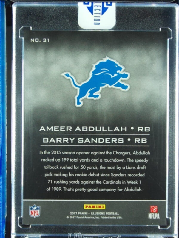 2017 Panini Illusions Ameer Abdullah / Barry Sanders Blue SN100 #31 Lions - Image 3