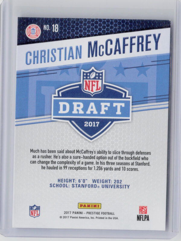 2017 Panini Prestige Christian McCaffrey #18 Cardinal Draft Big Board - Image 3