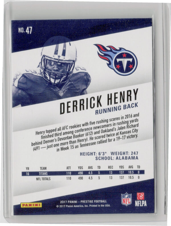 2017 Panini Prestige Derrick Henry Xtra Points Green SN150 #47 Titans - Image 3