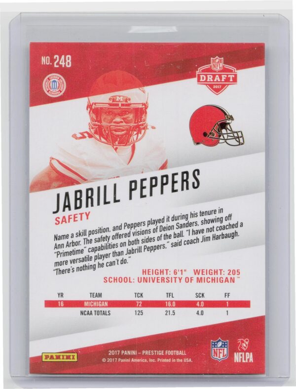 2017 Panini Prestige Jabrill Peppers Xtra Points Green /150 RC #248 Browns - Image 3