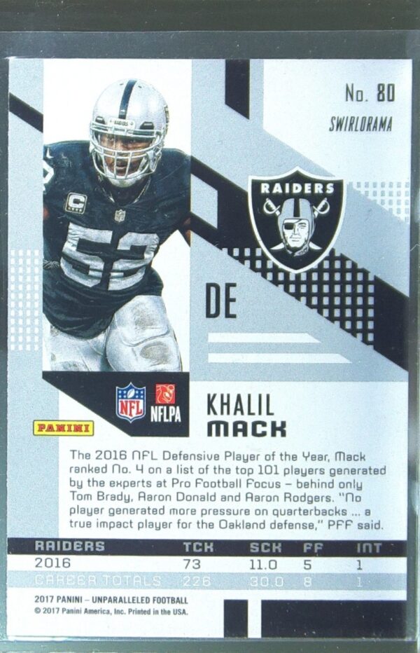 2017 Panini Unparalleled Khalil Mack Pink #80 Raiders - Image 3