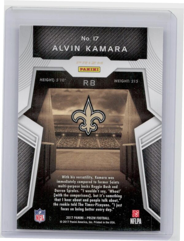 2017 Prizm Alvin Kamara #17 Saints Rookie Introductions Prizm - Image 3