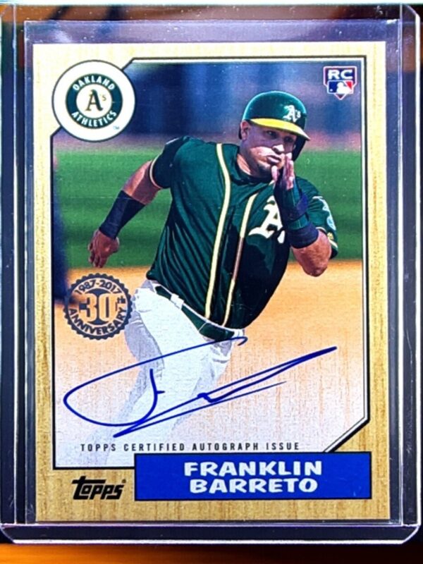 2017 Topps Update Franklin Barreto AU #87A-FB Athletics 1987 Topps Baseball 30th