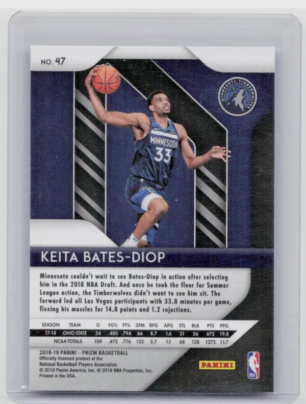 2018-19 Panini Prizm Keita Bates-Diop RC #47 Timberwolves - Image 3