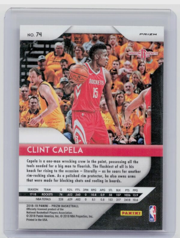 2018-19 Prizm Clint Capela Prizms Ruby Wave #74 Rockets - Image 3