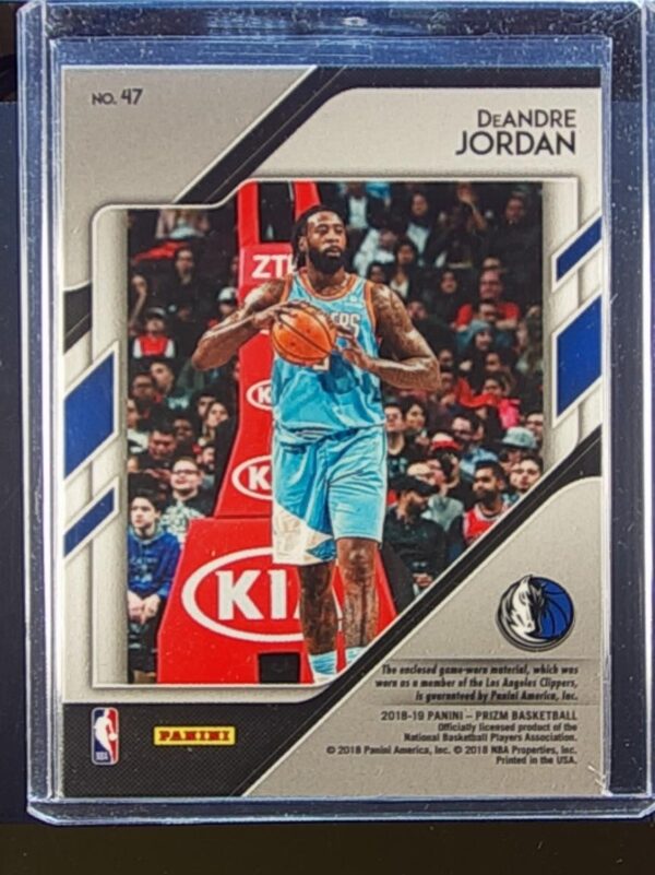 2018-19 Prizm DeAndre Jordan JSY #47 Mavericks Sensational Swatches - Image 3