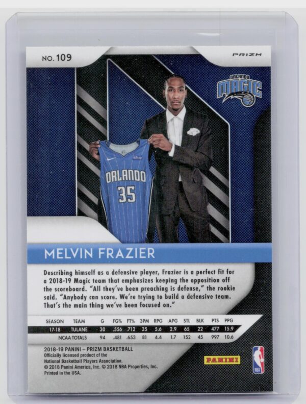 2018-19 Prizm Melvin Frazier Jr. Prizms Silver #109 Magic - Image 3