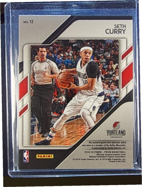 2018-19 Prizm Seth Curry JSY #12 Blazers Sensational Swatches - Image 3