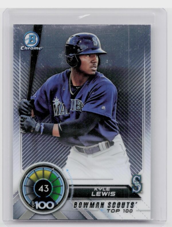 2018 Bowman Kyle Lewis #BTP-43 Mariners Bowman Chrome Scouts' Top 100