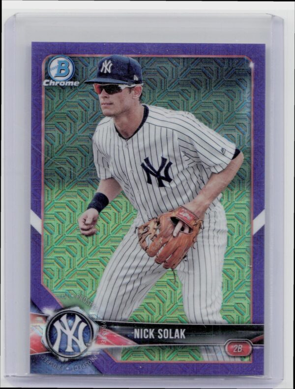 2018 Bowman Nick Solak /250 #BCP104 Yankees Chrome Prospects Mojo Refractor Purp