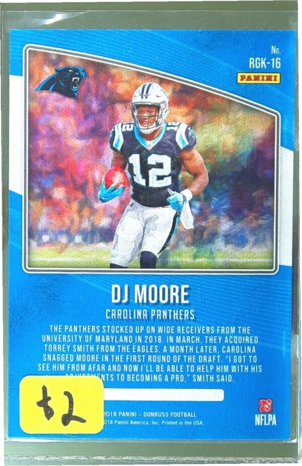 2018 Donruss DJ Moore RC #RGK-16 Panthers Rookie Gridiron Kings - Image 3