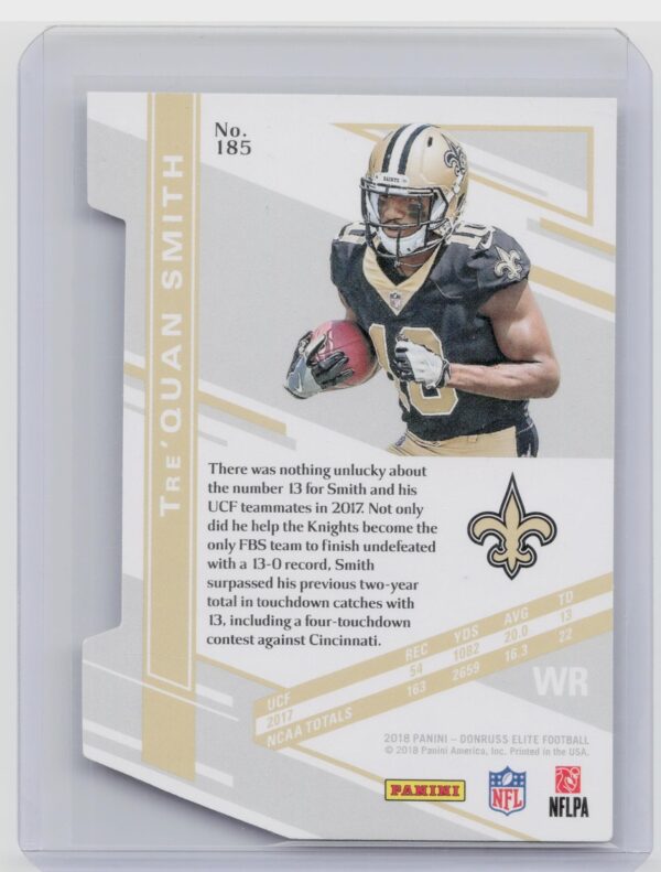 2018 Donruss Elite Tre'Quan Smith Status Die Cut /24 #185 Saints - Image 3