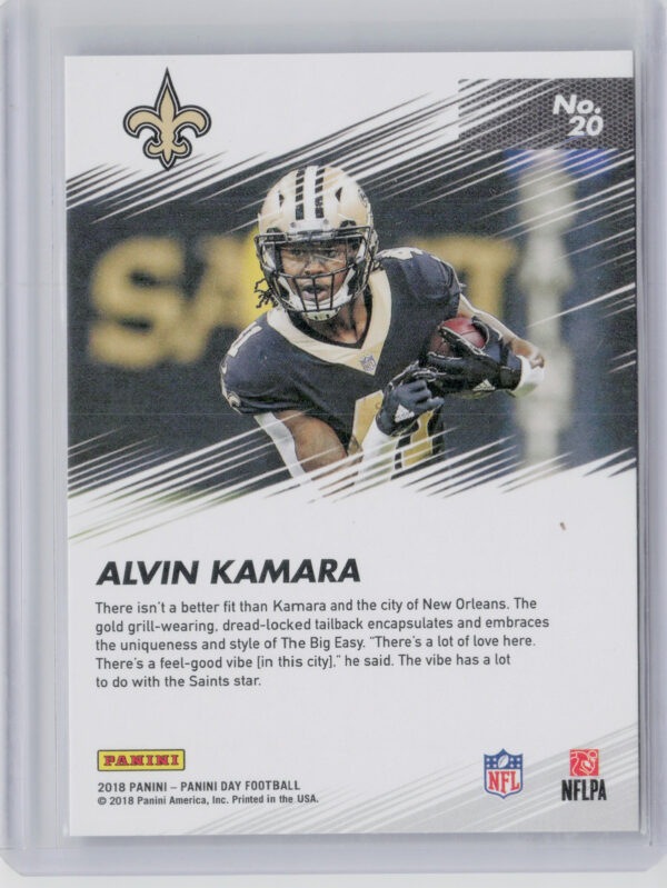 2018 Panini Day Kickoff Alvin Kamara Checkerboard SN99 #20 Saints - Image 3