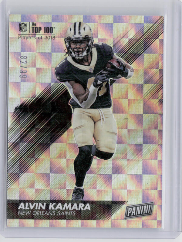 2018 Panini Day Kickoff Alvin Kamara Checkerboard SN99 #20 Saints