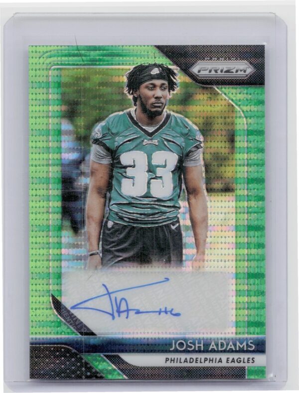 2018 Panini Prizm Josh Adams AU #RA-JO Eagles Rookie Autographs Prizm Neon Green