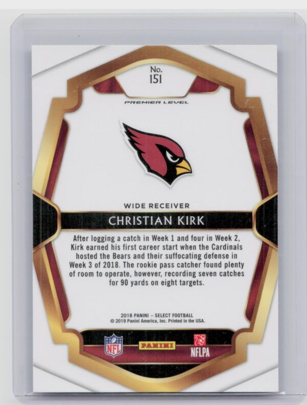 2018 Panini Select Christian Kirk RC #151 Cardinals - Image 3