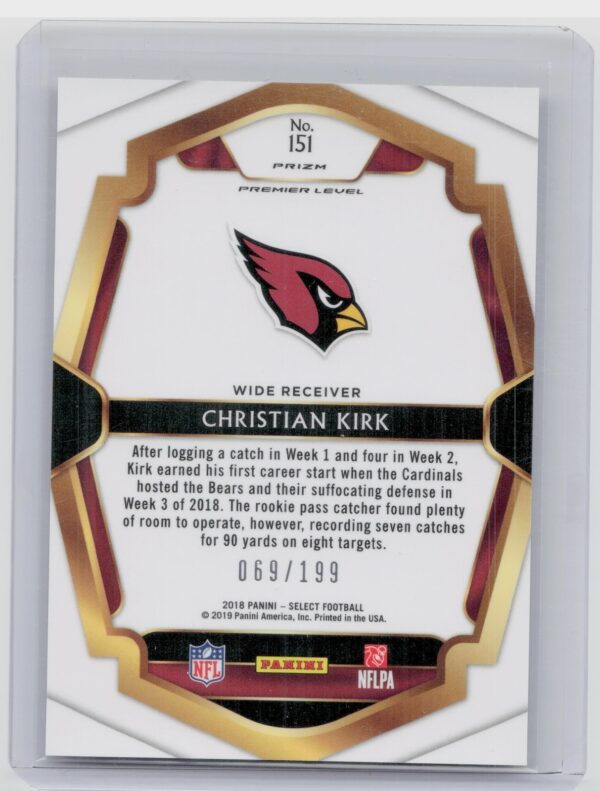 2018 Panini Select Christian Kirk Tri Color Prizm SN199 #151 Cardinals - Image 3