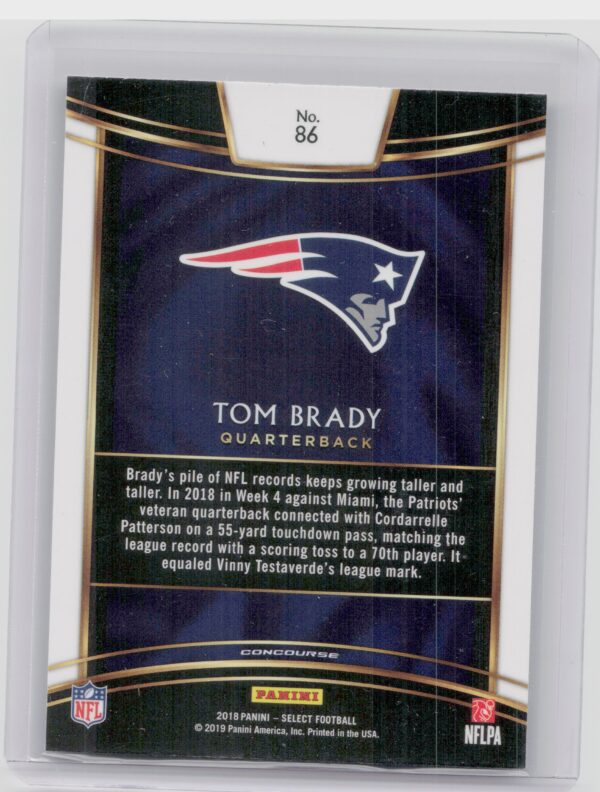 2018 Panini Select Tom Brady #86 Patriots - Image 3