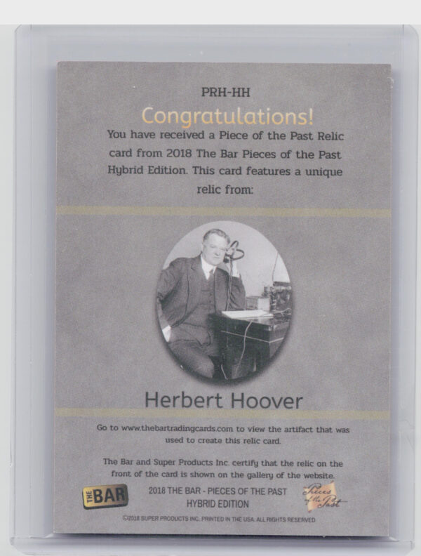 2018 The Bar Pieces of the Past Hybrid Edition: Herbert Hoover PRH-HH - Image 3