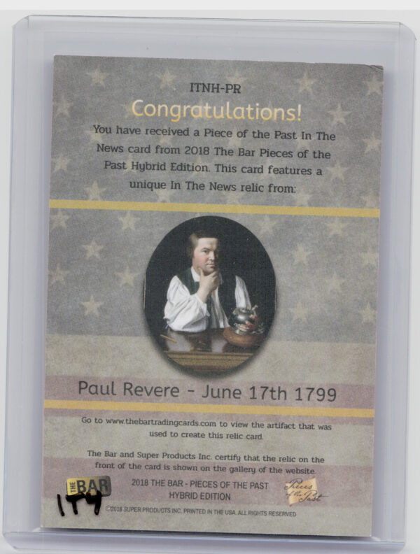 2018 The Bar Pieces of the Past Hybrid Edition:  Paul Revere - Image 3